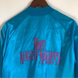 Vintage Reno jacket Hot August Nights turquoise embroidered bomber windbreaker L